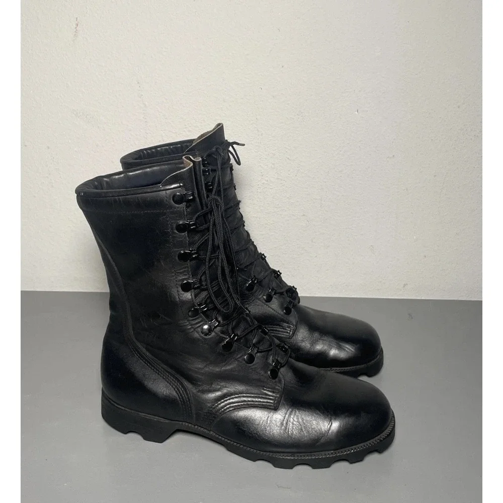 VTG 1989 RO-Search Military Combat Boots Black Leather USA Men 9W